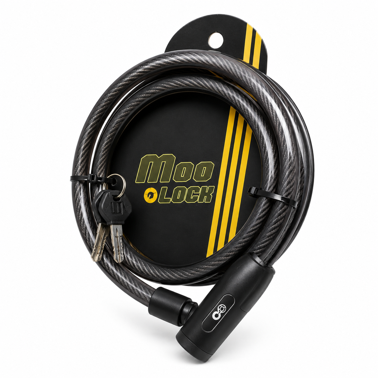 قفل تسمه‌ای موتور سیکلت کلیددار Moto Lock مشکی کامپیوتری
